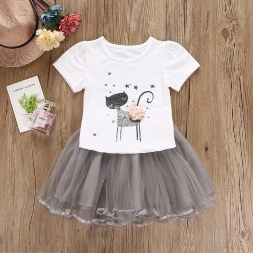 Toddler Girls Dress Costumes Summer Children Fashion Skirt+T-Shirt 2 PCS Kids Casual Short Sleeve Dress Up Clothing
