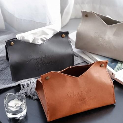 Luxury Kitchen Tissue Box PU Leather Paper Holder Storage Box Soft Foldable Napkin Holder Case for Car Office Home Decoration
