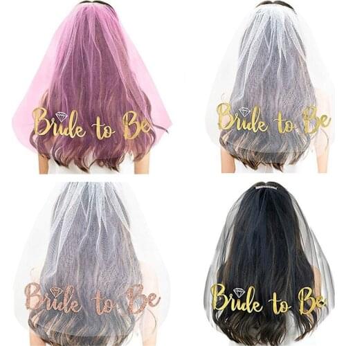 Rose Gold Glitter Bride To Be Wedding Veil for Bridal Shower Hen Night Party Decorations Bachelorette Party Supplies TB17