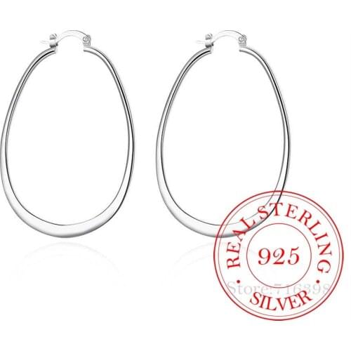 925 Sterling Silver Hoop Earrings Korean Big U Shaped Fashion Vintage Party Earrings for Women Wedding Party Jewelry Gift 2020