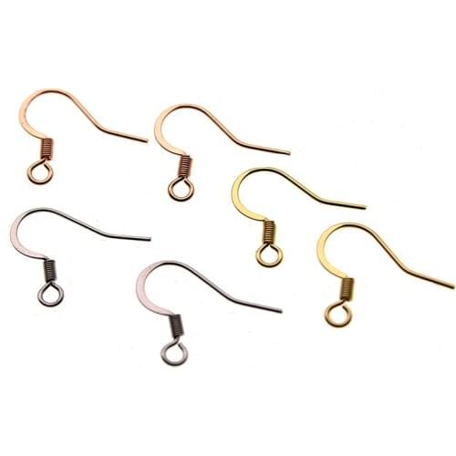 50pcs 316L Surgical Stainless Steel Earring Hooks 15x19mm Gold Silver Tone Ear Wire Fish Hook DIY Earring Clasp Jewelry Finding