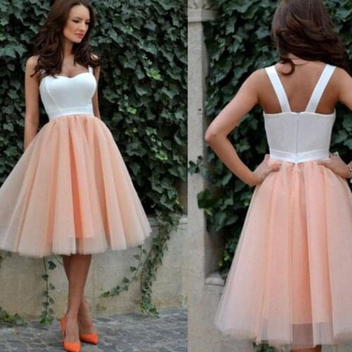 SuperKimJo Peach Prom Dresses Short Cheap A Line Simple Graduation Dresses Vestidos De Graduación Robe De Soiree