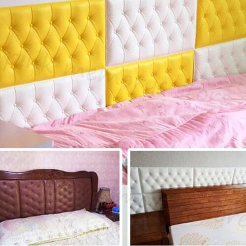 Anti-Collision Tatami Wall Headboard Soft 3D Self-Adhesive Wall Sticker Background Decor Childrens Bedroom Crash Back Cushion