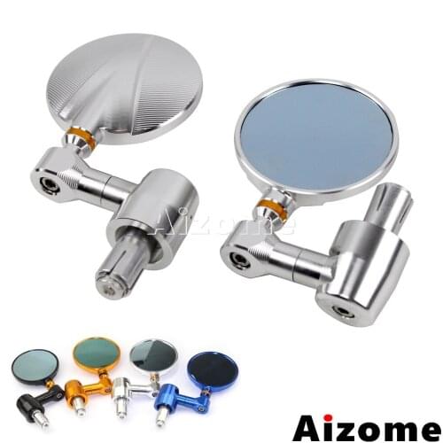 22mm Motorcycle Handlebar End Rearview Mirrors Aluminum Round Rear View Mirror Side Mirror For Harley Yamaha Suzuki Kawasaki BMW