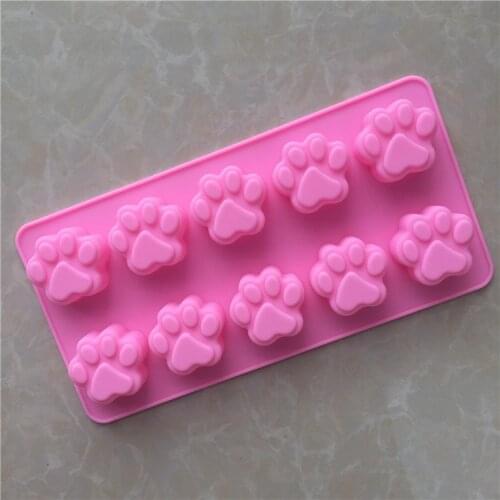 Currently Available Wholesale 10 with Cartoon Small CATS Paw Hand-shaped Brush Silicone Chocolate Mold