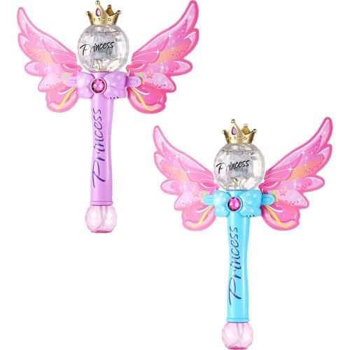 Fairy Stick Bubble Gun Glowing Magic Wand Outdoor Toys For Baby Girl Princess Crown Electric Bubble Blower Machine Appealing