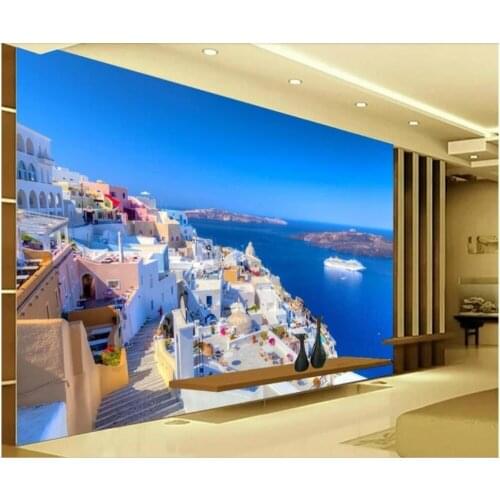 WDBH Custom photo 3d wallpaper HD Greek seaside architecture landscape background home decor living room wallpaper for walls 3d