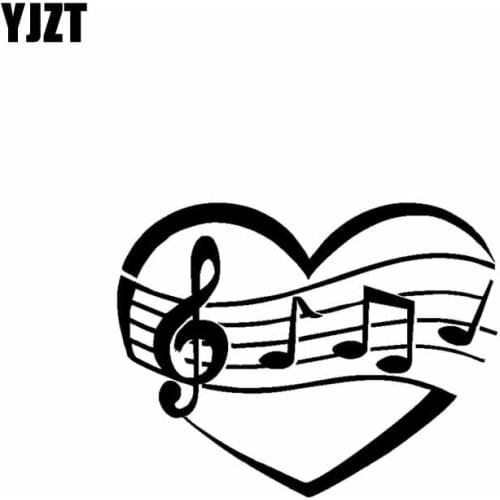 YJZT 17.8CM*13.6CM Rock Heart Music Symbol Vinyl Personality Motorcycle Car Sticker Decals Black/Silver C13-000594