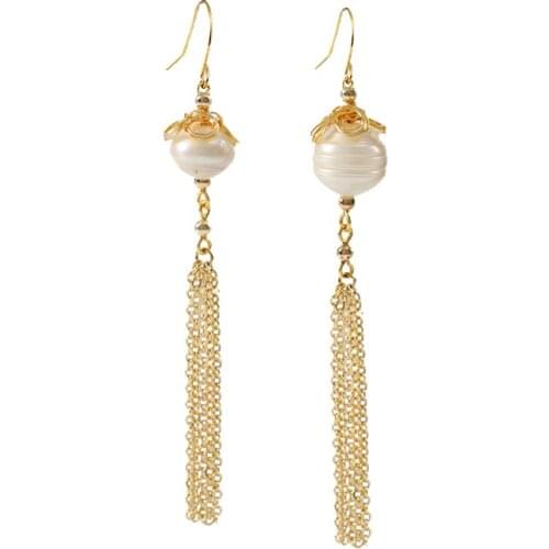 LANFLORA fashion Chinese style handmade women earrings Freshwater Pearl earrings copper alloy earrings free shipping