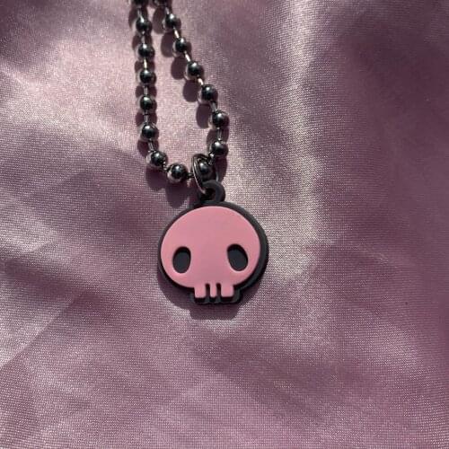 Personality Cute Pink Skull Silica Gel For Women Men Choker Harajuku Collier Femme Necklace Gifts