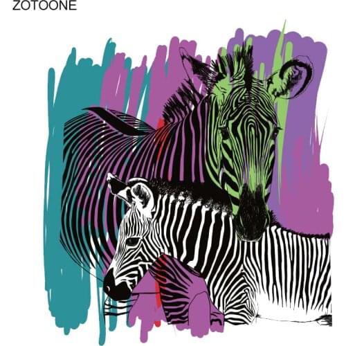 ZOTOONE Animal Patches Colorful Zebra Stickers Iron on Transfers for Clothing T-shirt Diy Heat Transfer for Kids Appliques G