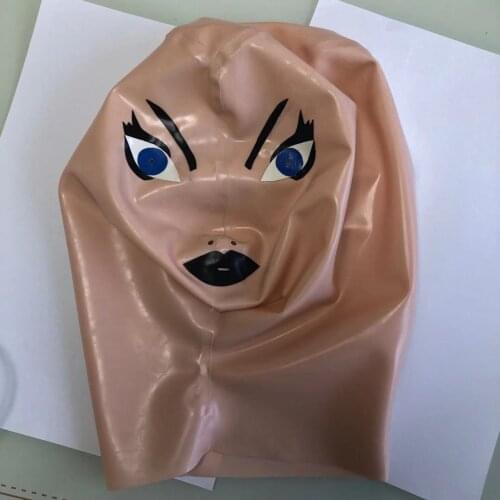 100% Latex Mask skin color Halloween hood Rubber face mask latex gear for party cosplay