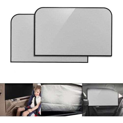 2pcs/pair Universal Black cloth + silver lining Cars Side Window Heat Insulation Prevented Bask Shade Screens with Magnet