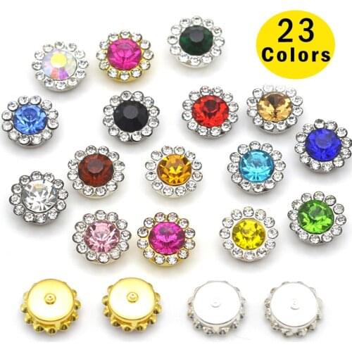20Pcs 9.5/11.8mm Flower Rhinestone Sew On Crystal Flat Back Gems Rhinestones Buttons For Clothes/Dresses DIY Hair Accessories