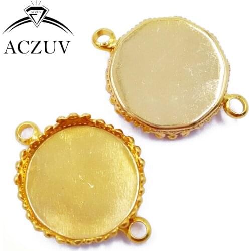 200pcs Gold Plated 15mm 20mm 25mm Necklace Bracelet Pendant Tray Bezel Blank Jewelry Link Connector Cabochon Setting DPL006