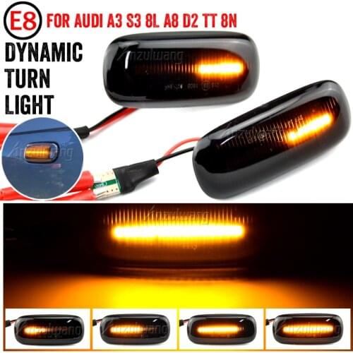 2X LED Dynamic Side Marker Turn Signal Lights Indicator Lamps 8n0 949 127a For Audi A3 S3 8L 00-03 A8 D2 99-02 TT 8N 00-06
