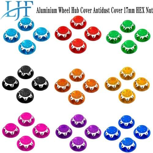LJF 4pcs 1/8 RC Crawler car Aluminium Wheel Hub Cover Antidust Cover 17mm HEX Nut For RC 1:8 Model Car Anti-skid Wheel Cover L32