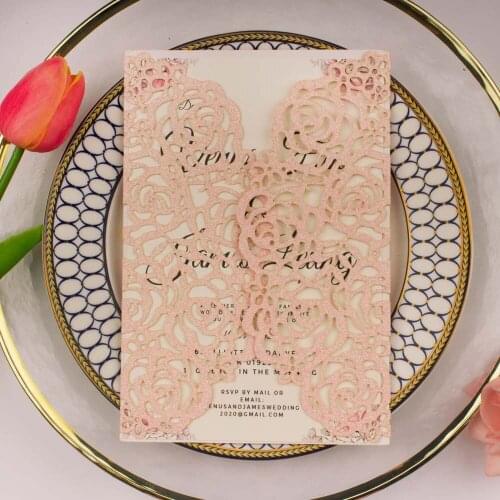 50pcs free shipping ,Luxury Personalized silver glitter paper Laser Cut invites, Wedding Invitation Cards,wedding decoration