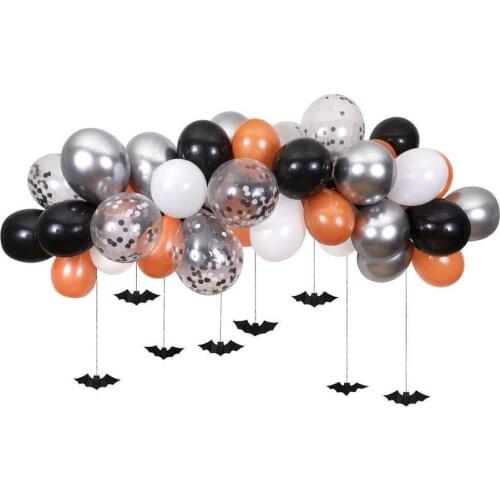 65pcs DIY Bat Halloween Balloons Garland Kit Decor Balloon Arch Black Orange Latex Balloons for Halloween Party Home Decoration