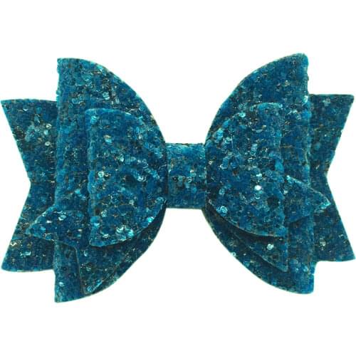 Girls Hair Accessories Three Layer Chunky Cold Color Hair Bows Handmade Sparkly Glitter Hairbow on Clip Kids Headwear