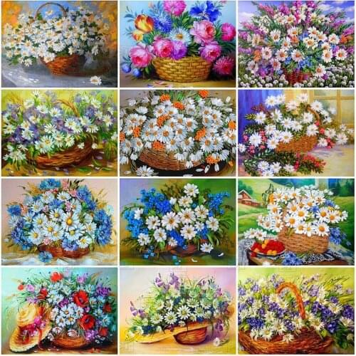 Diamond Painting Daisy 5D Diy Diamond Embroidery Flower Cross Stitch Kits Resin Rhinestone Full Drill Mosaic Art Home Decor Gift
