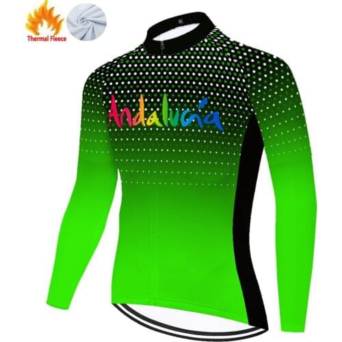 Andalucia Winter Thermal Fleece 2021 Camisa Masculina Maglia Uomo Mallots Velo Racing Camiseta Hombre Maillot Ciclismo Jersey
