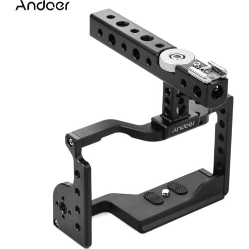 Andoer Professional Video Accessories Camera Cage Kit with Handle Aluminum Alloy Camera Case Bracket for Sony A6600 ILDC Cameras