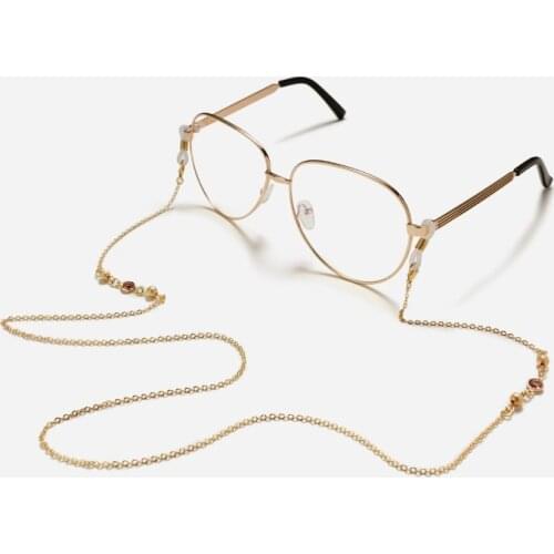 Frosted Bead Glass crystal Copper Chain Cords Reading Glasses Chain Fashion Women Sunglasses Accessories Lanyard Hold Straps