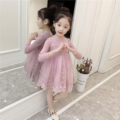 Baby girl spring autumn princess dress long sleeved lace sweet girls kids princess tutu dress vestido