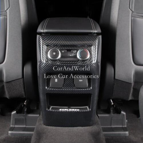 For Ford Explorer 2020 Rear Row Air Condition Outlet Vent Knob USB Panel Frame Cover Trims Carbon Fiber Car Interior Accessories