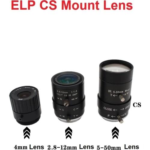 ELP CS Mount 2.8-12mm/5-50mm /Manual Zoom Varifocal CS Lens, 4/6/8/12mm CS Fixed Focus lens for CCTV Security USB Cameras