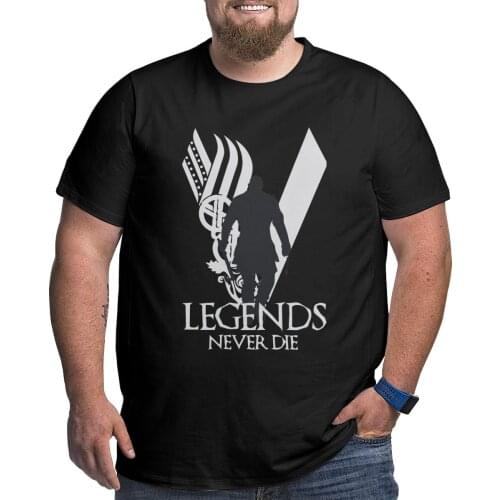 Mens Legends Never Die Vikings T Shirt Odin Valhalla Viking Cotton Big Tall Tee Plus Size Big Size Large 4XL 5XL 6XL T-Shirt