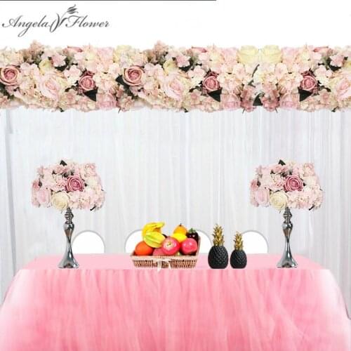 Customize 35cm artificial flower ball centerpieces peonies Hydrangea flower row decor wedding arch wall table flower+candlestick