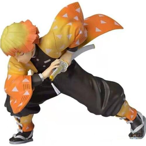 Demon Slayer Kimetsu no Yaiba Agatsuma Zenitsu Thunder Breath Fighting Classic Scenes Ver. PVC Action Figure Tanjirou Model Toy