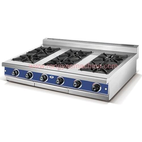 HGR-6 Stainless Steel Hotel Commercial Six Burners Gas Range Cooktops