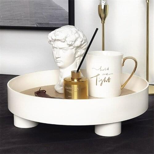 Nordic Round Fruit Snack Storage Tray Living Room Key Remote Control Holder Creative Portable Multifunctional Cosmetic Boxes