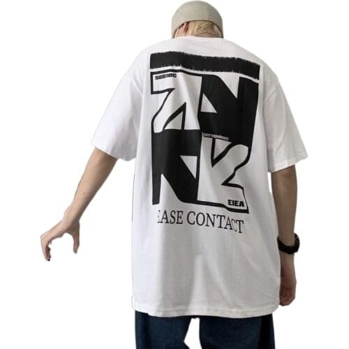 Summer Korean version of the ins trend hip-hop blast street back dark arrow letter loose large size T-shirt men and women