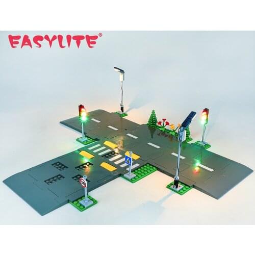 LED Light Up Kit For 60304 MOC City Intersection Road Plates lane Traffic Light Building Blocks DIY Toys Set Only Lighting Kit