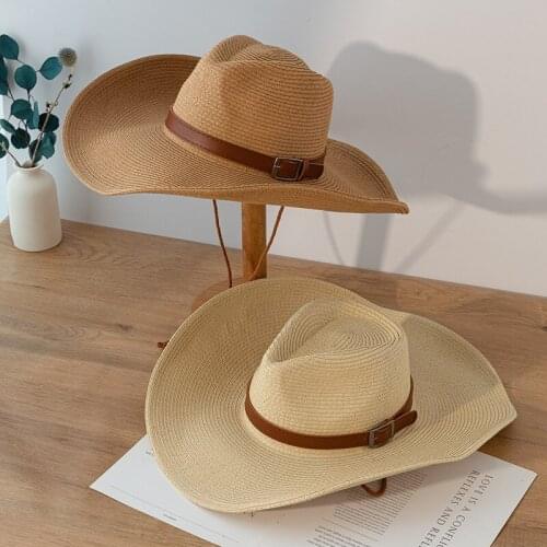 New Sun Hat Sun Protection Ladies Derby Hats Wide Brim Straw Hat Women Summer Beach Cap Fedoras Panama Dress Hat Chapeau Verano