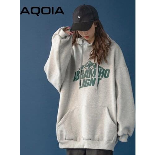 2020 Autumn Korean Style Snow Mountain Printing Womens Hoodies Oversize Women Sweatshirts Winter Plus Size Female Pullovers