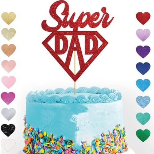 Custom Superhero Dad glitter cake topper personalised, cake topper, customised Fathers Day best dad super Party Decorations