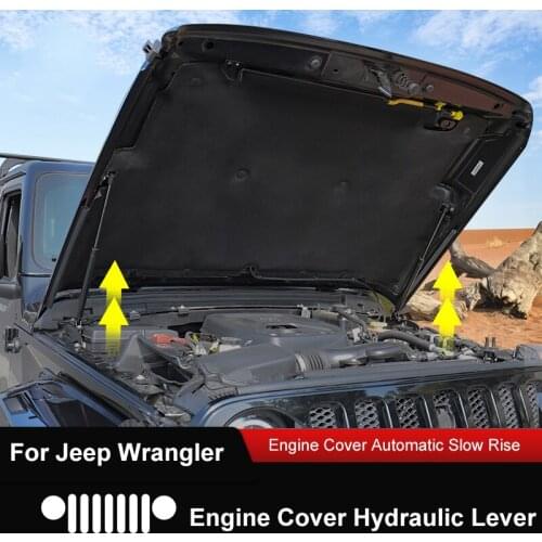 QHCP Car Front Hood Lift Support Bar Automobile Engine Cover Hydraulic Rod For Jeep Wrangler JL 2019 Modified Accessories