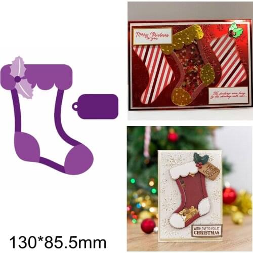 Christmas Retro Sock Leaves Hollowed Frame Tag Metal Cutting DIY Make Surprise Cards Scrapbook Craft Scrapbook Photo Album Hot