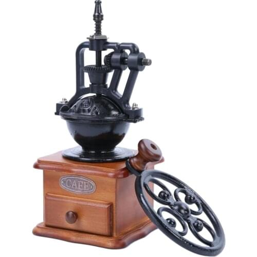 Manual Coffee Grinder Retro Style Wooden Coffee Bean Mill Grinding Ferris Wheel Design Hand Coffee Vintage Maker Kitchen Tools