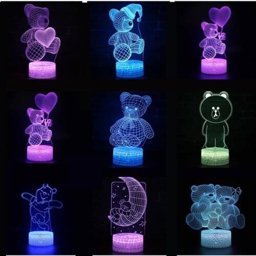 Touch Remote switch 3DLighting Table Lamp Little bear Table Lamps For Christmas Gift Lovely cartoon childrens toys