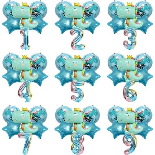 6pcs Dinosaur Birthday Party Balloon Happy Birthday Number Foil Balloons Baby Shower Jurassic World Decoration Dinosaure
