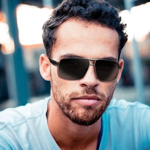 Logorela Design JM0023 Polarized Sunglasses Men Vintage Square Frame Retro Sun Glasses Square TR90 Elastic Leg glasses UV400