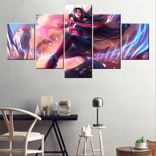 Modern Home Decorative Wall Artwork 5 Piece Irelia League Of Legends Game Poster Canvas Printing Type Painting Modular Style