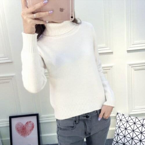 Autumn and winter new sweater short paragraph high collar sweater bottoming shirt womens head sweater long-sleeved thick coat S