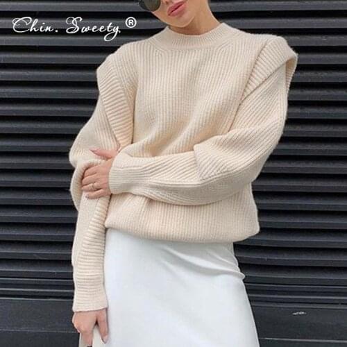 Womens Solid Knitted O-neck Sweater Pullovers 2021 Autumn Long Sleeve Patchwork Loose Sweaters Ladies Sweet Office Clothes